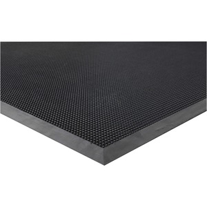 Genuine Joe Double Door Brush Tip Scraper Mat - 72" Length x 36" Width - Rubber - Black