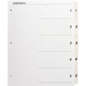 Sparco Quick Index Table Of Contents Divider - 5 x Divider - 5 x Tab Print-on - 24 / Set - White Divider