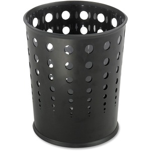 Safco Steel Bubble Wastebasket - 6gal Capacity - Steel - Black