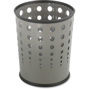 Safco Steel Bubble Wastebasket - 6gal Capacity - Steel - Gray