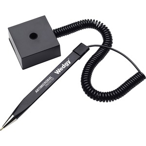 MMF Wedgy Coil Security Pen - Blue Ink - Black Barrel - 1 EACH