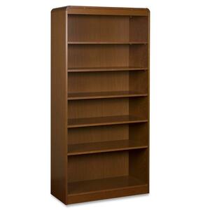 Lorell Six Shelf Bookcase - 36" Width x 12" Depth x 72" Height - Radius Edge - Wood - Cherry