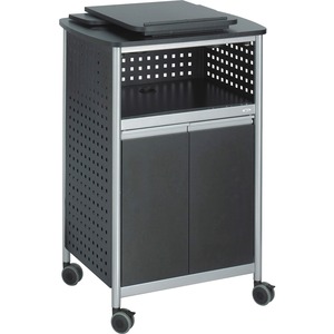 Safco Scoot 8922BL Multi Purpose Lectern - Rectangle - 1 Shelf17.5" x 50" - Steel - Black, Silver Leg