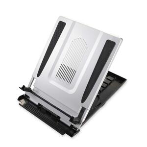 Compucessory Laptop Riser with Cooling Fan - Plastic - Silver, Black