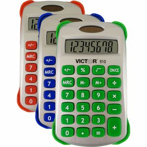 Victor Colorful Handheld Back to School Calculator - 8 Character(s) - Solar, Battery Powered - 0.5" x 2.25" x 4.5"