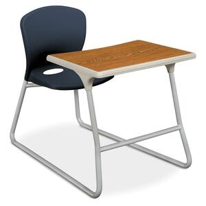 HON Accomplish CL71HPB Dual Entry Combo Chair Desk with Painted Legs - Rectangle x 29" - Plastic, Steel - Titanium Frame, Navy