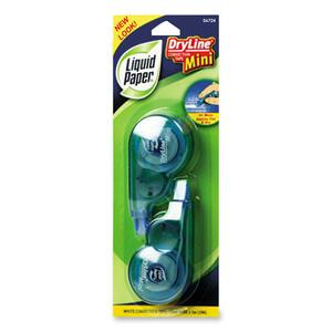 Paper Mate Liquid Paper DryLine Mini Correction Tape - 0.2" Width x 197" Length - White Tape - Ergonomic Dispenser - Break-resistant - 2 / Pack - Blue Dispenser