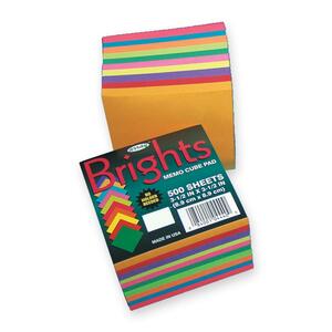 Pacon Array Bright Gummed Memo Cube - 3.5" x 3.5" - Assorted - 12000 / Carton