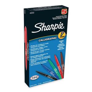 Sanford 5-Pen Calligraphic Set - Chisel Pen Point Style - 2.5 mm Pen Point Size - Assorted Ink - 5 / Set