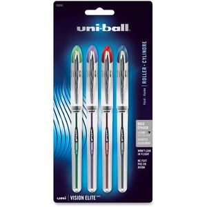 Uni-Ball Vision Elite Rollerball Pen - 0.8 mm Pen Point Size - Assorted Ink - 4 / Pack