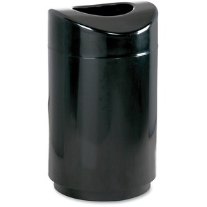 United Receptacle Open Top Waste Receptacle - 30gal Capacity - Round - 9.5" Opening Diameter - 20" Height x 35.5" Width - Steel - Black