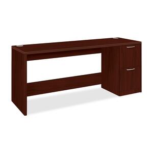 HON Attune Laminate Series Credenza - 72" Width x 24" Depth x 29.5" Height - 2 Drawer - Single Pedestal on Right Side - Mahogany