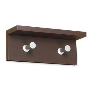 Safco Contempo Wall Coat Rack - 2 Hook - 20 lb Capacity - Aluminum, Wood Hook, Base - Mahogany