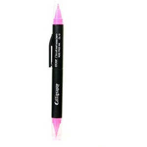 ITOYA Doubleheader Calligraphy Pen - Chisel Pen Point Style - 1.5 mm Pen Point Size - Pink Ink - 1 Each
