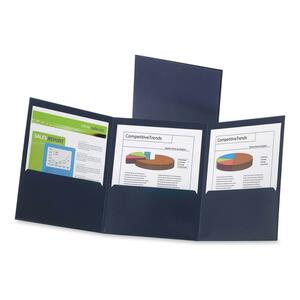 Esselte Three Pocket Three Panel Folder - Letter - 8.5" x 11" - 150 Sheet Capacity - 1 Each - Navy