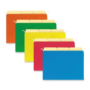 IdeaStream Findit Hanging File Folder - Letter - 8.5" x 11" - 1/4 Tab Cut - 0.5" Expansion - 20 / Pack - 9pt. - Blue, Green, Orange, Red, Yellow