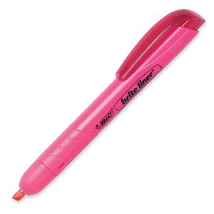 BIC Retractable Highlighter - Chisel Pen Point Style - Chisel Marker Point Style - Pink Ink - 1 Each