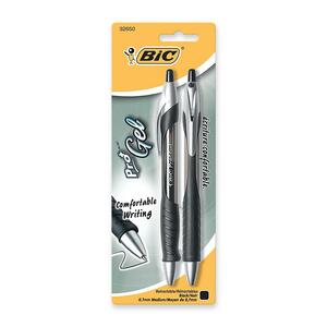 BIC Pro+ Gel Pen - 0.7 mm Pen Point Size - Black Ink - Transparent Barrel - 2 / Pack