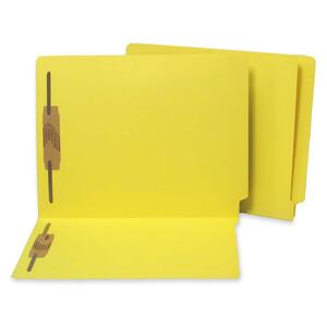 SJ Paper End Tab Folders with Fastener - Letter - 8.5" x 11" - 2 Fastener - 2" Capacity - 50 / Box - 11pt. - Yellow