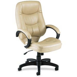 Lorell Westlake Series Executive High Back Chair - Polyurethane Black Frame26.5" x 28.5" x 47.5" - Leather Tan Seat