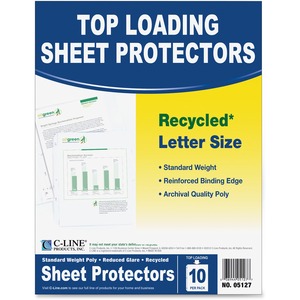 C-line Recycled Sheet Protector - Letter 8.5" x 11" - Rectangular - For Protection - Polypropylene - 10 / Pack - Clear