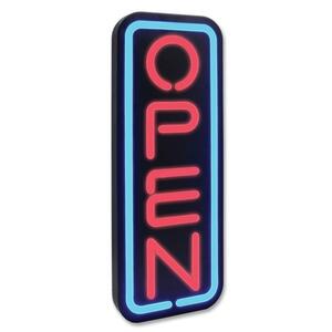 U.S. Stamp & Sign Lighted Open Sign - "Open" Preset - 9.5" x 23.5" - Polymer - Black