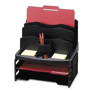 Sparco Smart Solutions Organizer with Two Letter Tray - 8.62" x 13" x 10" - 9 Compartment(s) - Black