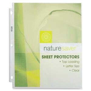 Nature Saver Environment Friendly Sheet Protector - Letter 8.5" x 11" - Rectangular - For Document - Polypropylene - 100 / Box - Clear