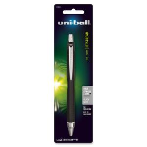 Uni-Ball Jetstream Rollerball pen - 1 mm Pen Point Size - Black Ink - Black Barrel - 1 Each