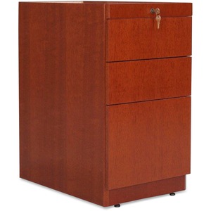 Lorell 88000 Series Two Box One File Pedestal - 15.75" Width x 22" Depth x 27.5" Height - Fluted Edge - Mahogany