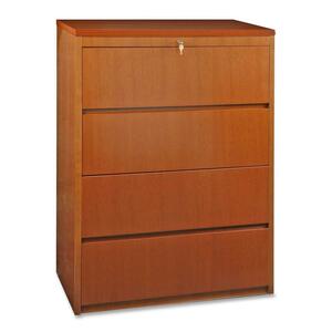 Lorell 88000 Series Four Drawer Lateral File - 36" Width x 24" Depth x 59" Height - 4 Drawer - Fluted Edge - Cherry
