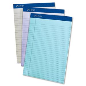 Ampad Pastel Colors Notepad - 50 Sheet(s) - 16lb - Legal Ruled - Letter 8.5" x 11" - 6 / Pack - Blue, Gray, Orchid