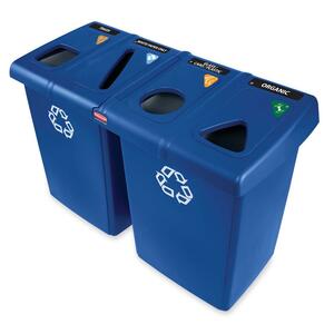 Rubbermaid Glutton High-Capacity Recycling Station - 92gal Capacity - 35.5" Height x 24" Width x 53" Depth - Blue