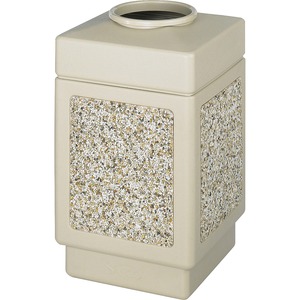 Safco Canmeleon Open Top Waste Receptacle - 38gal Capacity - Square - 31.5" Height x 18.25" Width x 18.25" Depth - Stone, Plastic - Tan