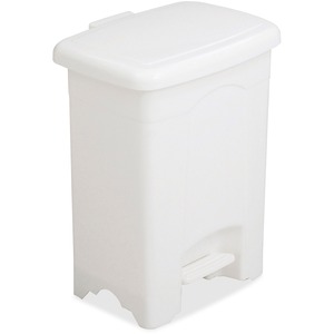 Safco Step-On Plastic Receptacle - 4gal Capacity - 15" Height x 12.25" Width x 10" Depth - Plastic - White