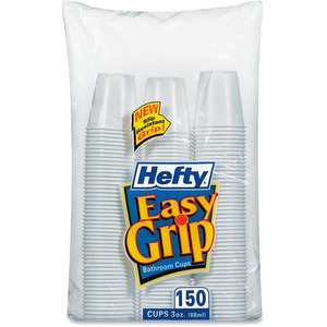 Hefty Easy Grip Bathroom Cup - 3oz - 150 / Pack - Plastic - White