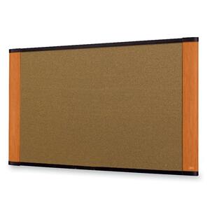 3M Wide-screen Style Bulletin Board - 4ft x 6ft - Cork Surface - Wood Frame - Cherry