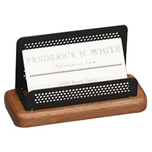 Rolodex Distinctions Business Card Holder - 2.62" x 4.75" x 1.88" - Wood, Metal - Cherry, Black