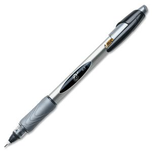 BIC Rollerball Pen - 0.5 mm Pen Point Size - Black Ink - Silver Barrel - 2 / CD