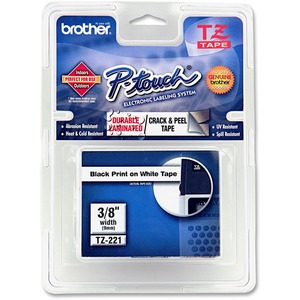 Brother P-Touch TZ Laminated Tape - 0.35" x 26ft - White