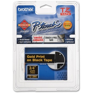 Brother TZ344 Laminated Tape Cartridge - 0.75" x 26' - 1 x Roll - Black