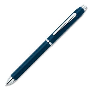 Cross Tech3 Satin Blue Multi-Function Pen - 0.5 mm Lead Size - Black Ink, Red Ink