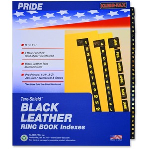 Kleer-Fax Preprinted Gold Stamped Tab Index Divider - 31 x Tab Printed 1 to 31 - 8.5" x 11" - 1 Set - Black Tab