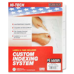 Kleer-Fax HiTech Custom Indexing System - 8 x Tab - 8 Tab(s)/Set - 8.5" x 11" - 25 Set - White Divider - Clear Tab