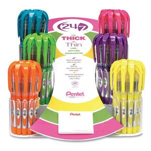 Pentel 24/7 Highlighters - Chisel Marker Point Style - Assorted Ink - 96 / Display Box