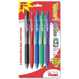 Pentel WOW! BK440 Retractable Ballpoint Pen - Assorted Ink - 5 / Pack