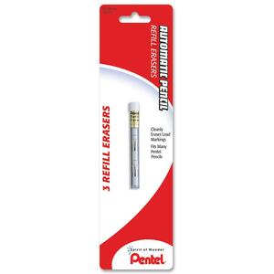 Pentel Pencil Eraser Refill - 3 / Pack - White