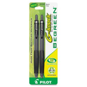 Pilot BeGreen G-Knock Gel Ink Pen - Black Ink - 2 / Pack
