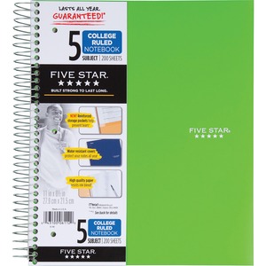 Five Star 5-Subject Trend Notebook - 200 Sheet(s) - College Ruled - 8.5" x 11" - 1 Each - White