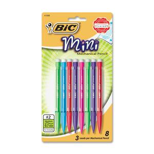 BIC Mini Mechanical Pencil with Three Leads - #2 Pencil Grade - 0.7 mm Lead Size - Assorted Barrel - 8 / Pack